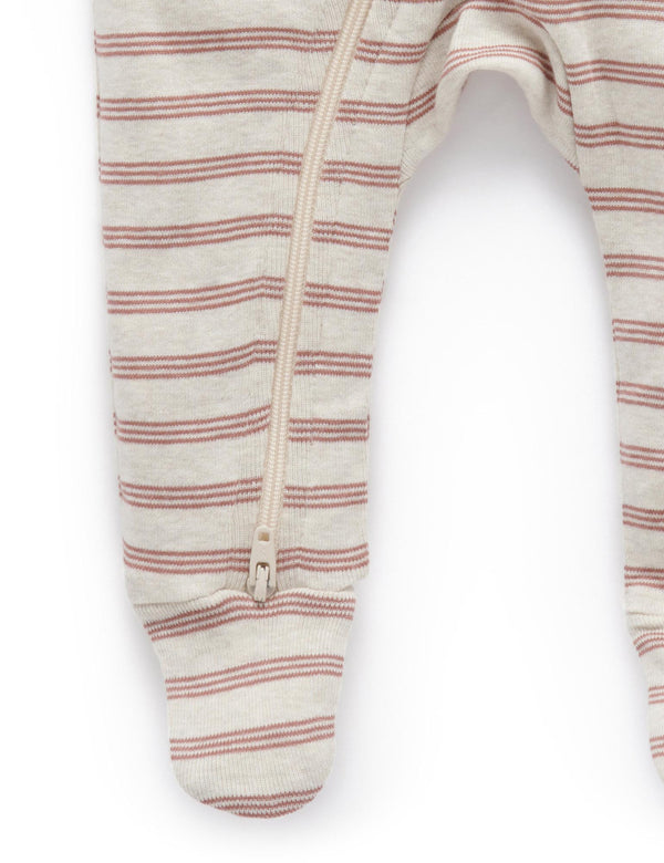 Stripped Zip Growsuit - Prune Stripe