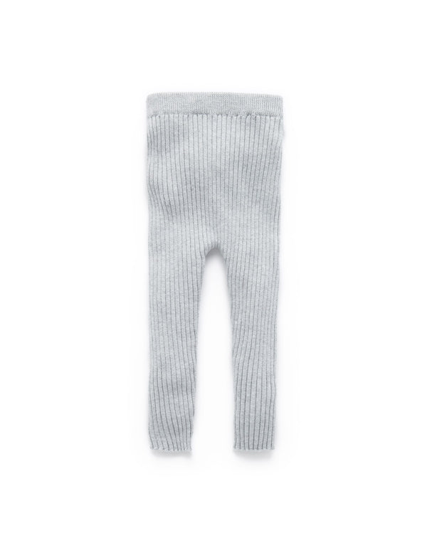 Rib Knit Leggings - Grey Melange