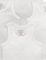 4 Pack Rib Singlet - Pale Grey