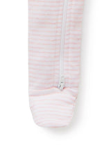 Purebaby Zip Growsuit - Pale Pink Melange Stripe
