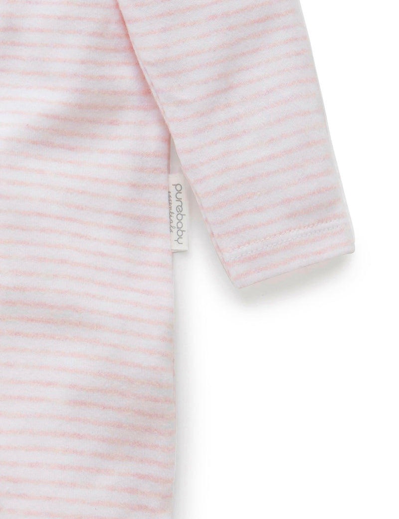 Purebaby Zip Growsuit - Pale Pink Melange Stripe