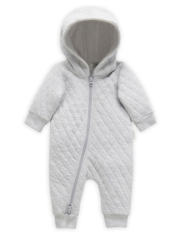 PureBaby Quilted Growsuit - Pale grey melange