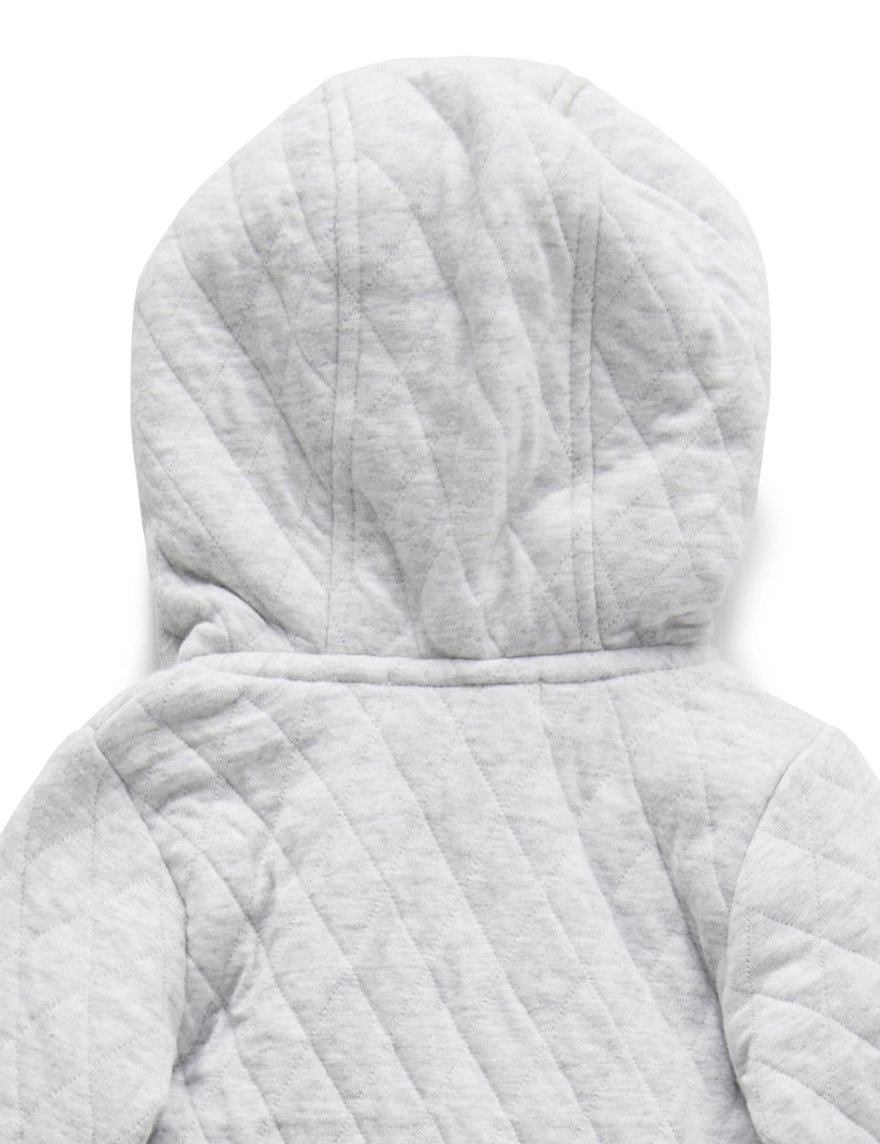 PureBaby Quilted Growsuit - Pale grey melange