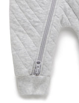 PureBaby Quilted Growsuit - Pale grey melange