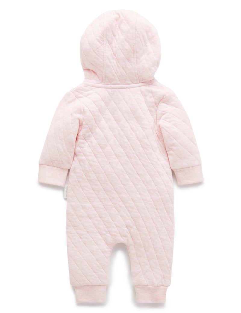 Purebaby Quilted Growsuit - Soft Pink Melange