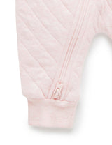 Purebaby Quilted Growsuit - Soft Pink Melange