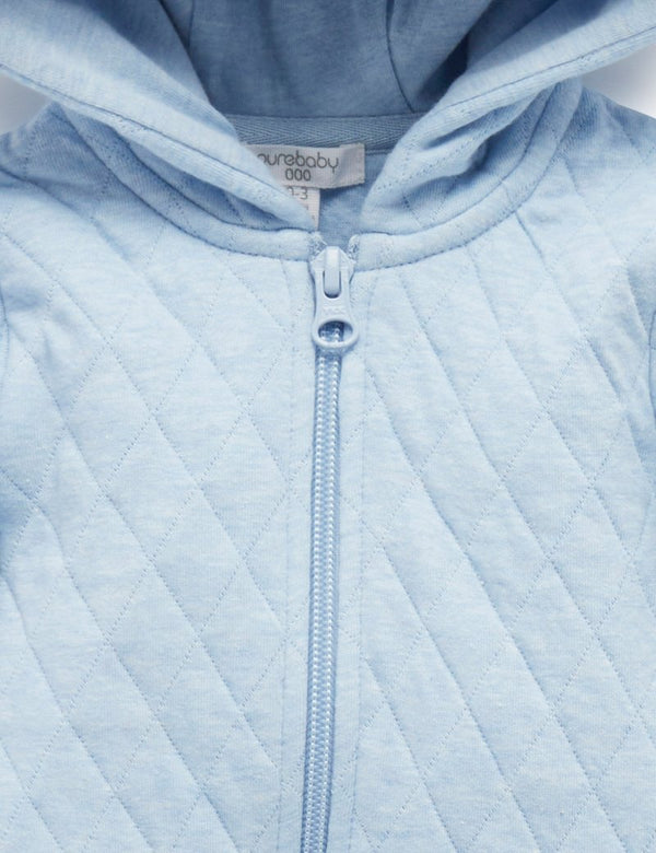 Purebaby Quilted Growsuit - Soft Blue Melange
