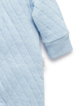 Purebaby Quilted Growsuit - Soft Blue Melange