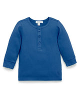 Purebaby Rib L/Slv Henley Tee - Waterfall