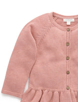 Purebaby Ruffle Cardigan - Crab Apple Melange