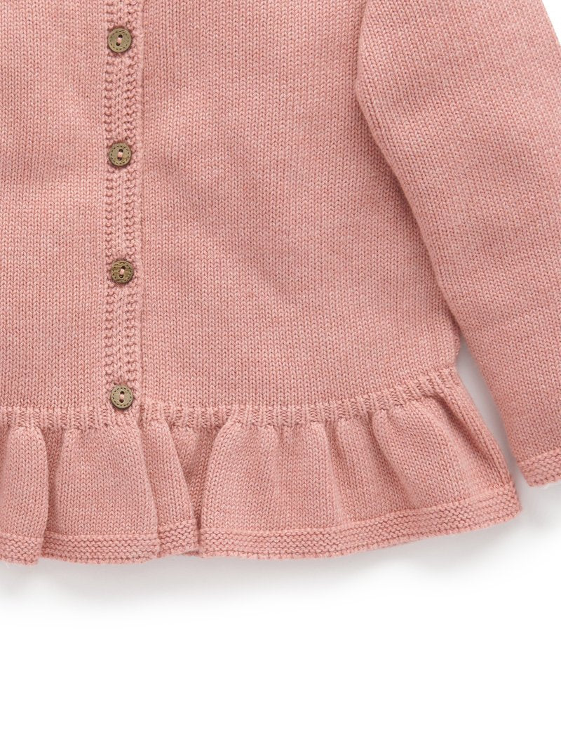 Purebaby Ruffle Cardigan - Crab Apple Melange