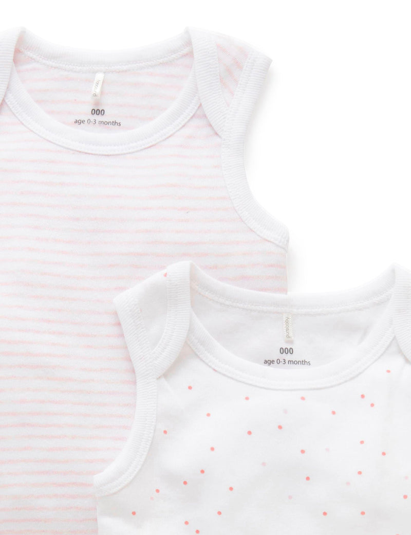 Purebaby 2 Pack Single Bodysuit - Pink