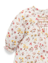 Purebaby Smocked Top - Winter Flower Print