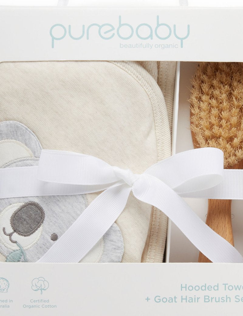Purebaby Towel Hamper - Badesæt med håndklæde og børste
