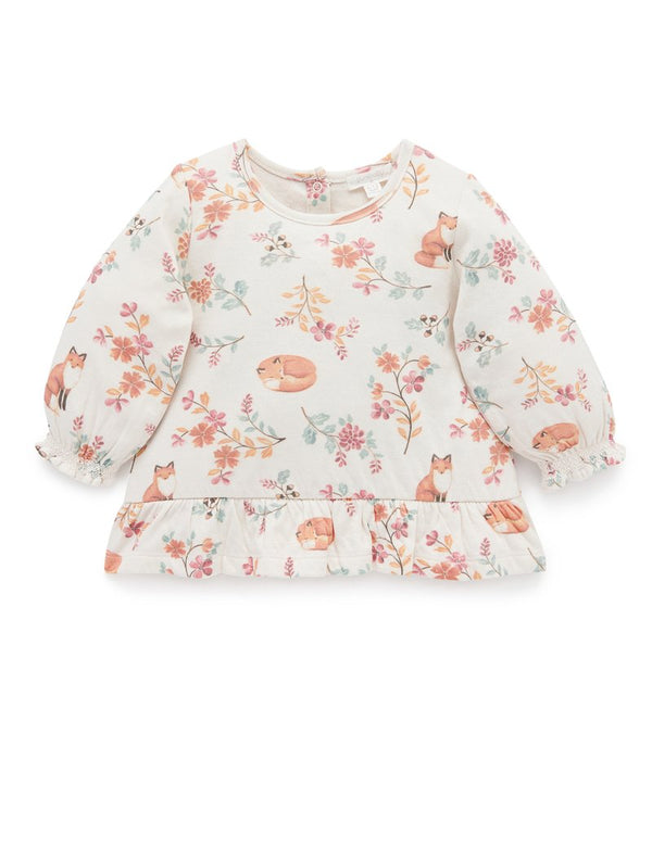 Purebaby Village Top - Resting Fox Print