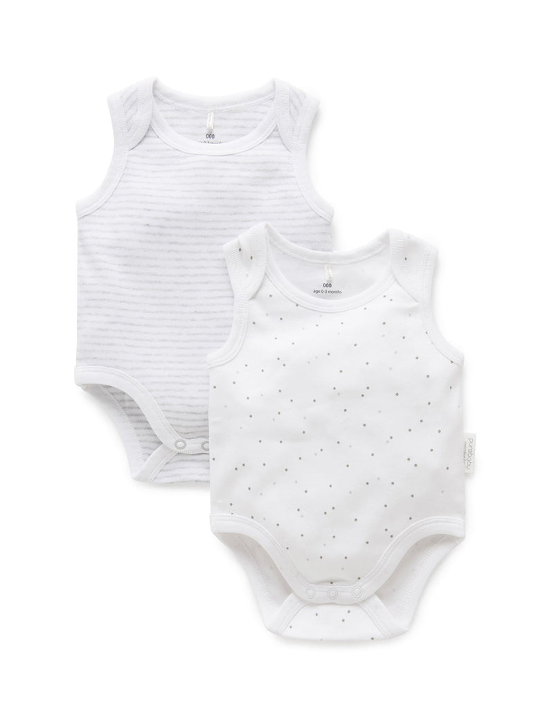 Purebaby 2 Pack Single Bodysuit - Grey